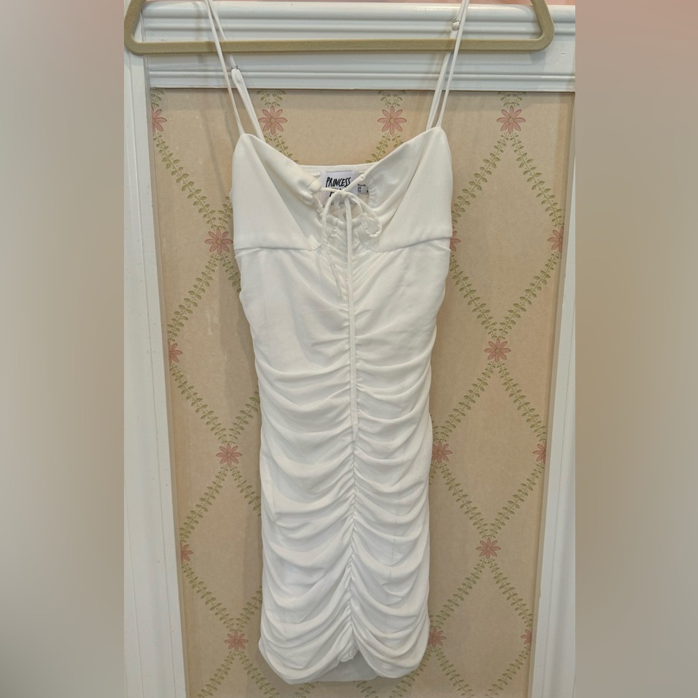 Princess Polly White Shirred Mini Dress